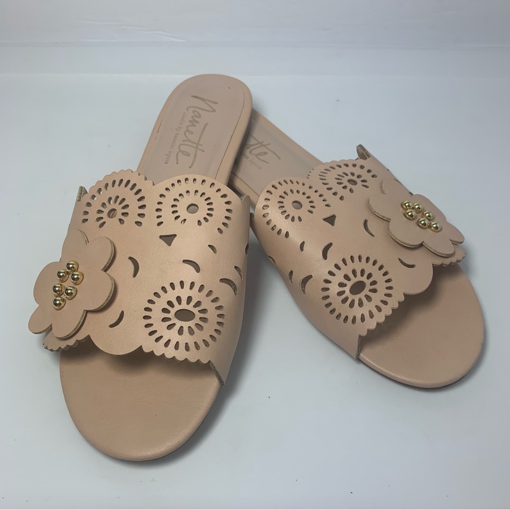 Nanette Lepore dusty‎ pink Vicky flower sandals Size 8M